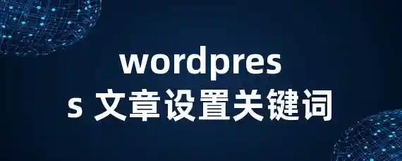 wordpress 文章设置关键词