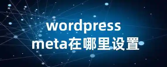 wordpress meta在哪里设置