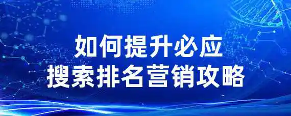  如何提升必应搜索排名？营销攻略！